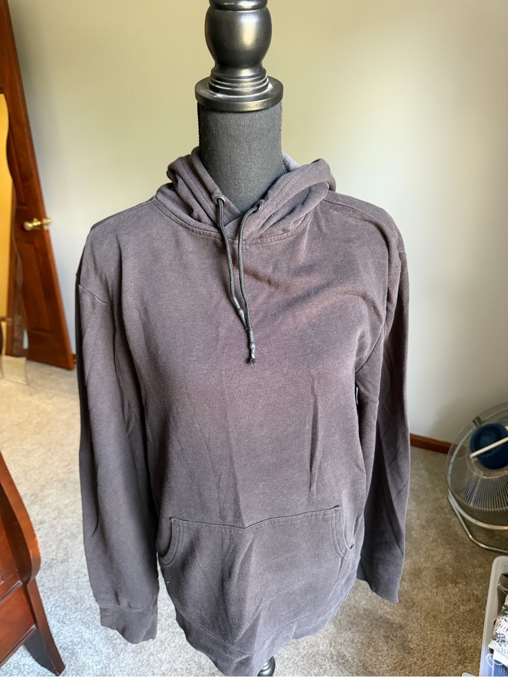 Men's Hooded Pullover Sweater - Black Washed